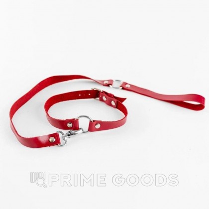 Чокер из натуральной кожи с поводком Red от sex shop primegoods