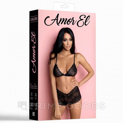 Комплект эротического белья Amor El Tina, черный, L/XL от sex shop primegoods фото 4