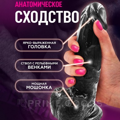 Фаллоимитатор на присоске чёрный 17*3,5 см от sex shop primegoods фото 2
