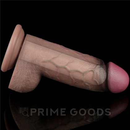 Фаллоимитатор XXL с двойным покрытием тёмный (24,6×7 см) от sex shop primegoods фото 5