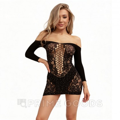 Искрящееся старзами черное платье с длинными рукавами (SPARK) (S/XXL) от sex shop primegoods