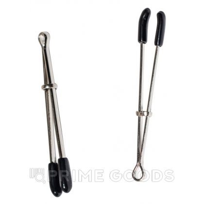 Зажимы на соски «вилки» с кисточками из замши, черный от sex shop primegoods фото 3