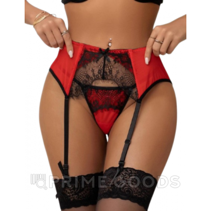 Пояс красный с подвязками + стринги, XS-S от sex shop primegoods