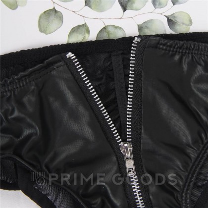 Трусики виниловые Ohyeah Leather Zipper Black на молнии, М от sex shop primegoods фото 4