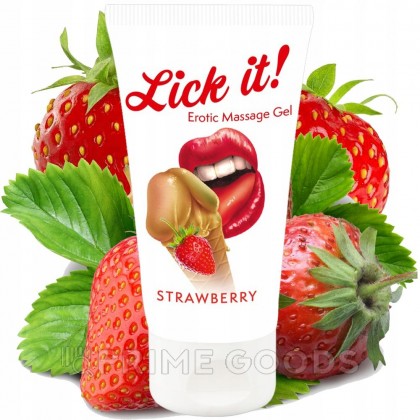 Массажный гель Lick It! с ароматом клубники, 50 мл от sex shop primegoods фото 3
