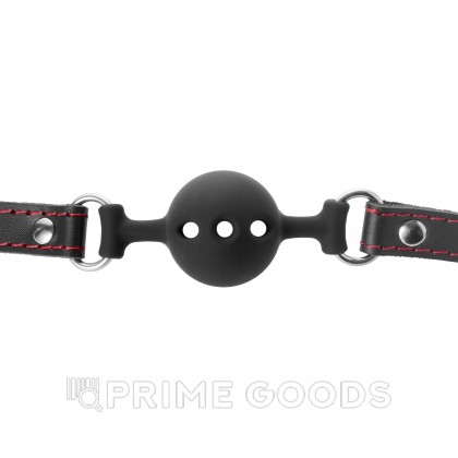 Кляп 3.8 см с черными ремнями и контрастной строчкой от sex shop primegoods фото 2