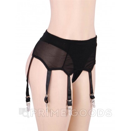 Пояс черный для чулок с ремешками на клипсах (3XL-4XL) от sex shop primegoods фото 2