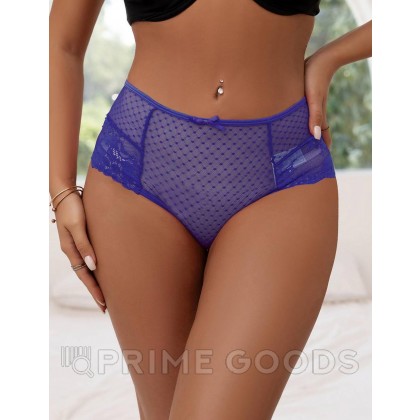 Трусики на высокой посадке Lace Strappy, синие, XS-S от sex shop primegoods