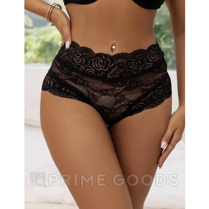 Трусики на высокой посадке с завязками, черные, 3XL-4XL от sex shop primegoods