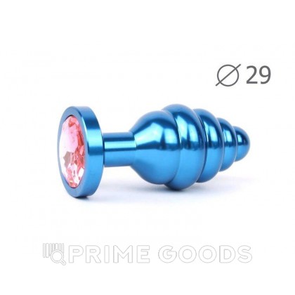 Втулка анальная BLUE PLUG SMALL синяя, розовый кристалл от sex shop primegoods