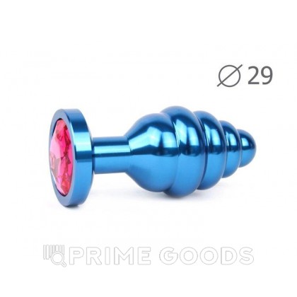 Втулка анальная BLUE PLUG SMALL синяя, рубиновый кристалл от sex shop primegoods