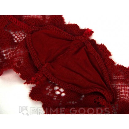 Трусики-шортики кружевные, бордовые, XL-2XL от sex shop primegoods фото 6