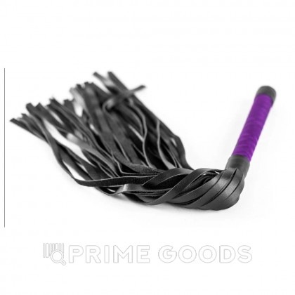 Плеть из натуральной кожи с атласной ручкой фиолетовая Romantic Arsenal от sex shop primegoods фото 3