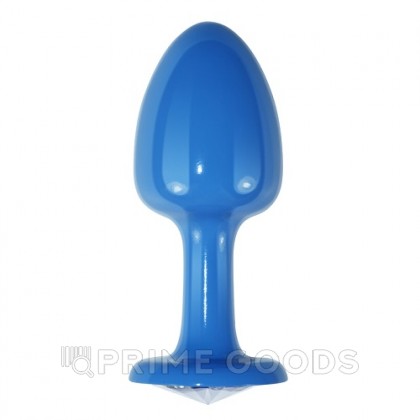 Голубая анальная пробка с белым кристаллом от sex shop primegoods фото 4
