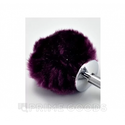 Серебряный анальный плаг с фиолетовым хвостиком от sex shop primegoods фото 2