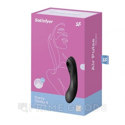 Вакуумный стимулятор с вибрацией Satisfyer Curvy Trinity 4 черный от sex shop primegoods фото 3