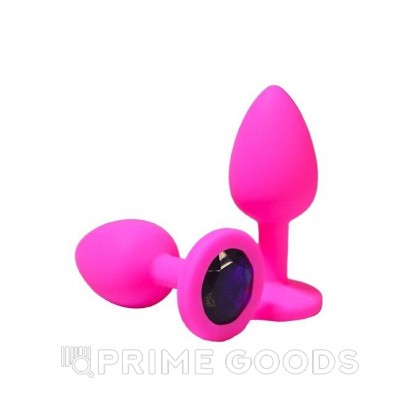 Анальная пробка из розового силикона с фиолетовым кристаллом (размер S) от sex shop primegoods фото 3