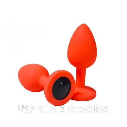 Анальная пробка из красного силикона с черным кристаллом (размер S) от sex shop primegoods фото 3