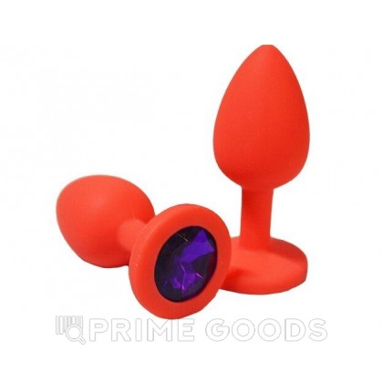 Анальная пробка из красного силикона с фиолетовым кристаллом (размер S) от sex shop primegoods фото 3