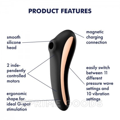 Вибромассажер с вакуумной стимуляцией Satisfyer Dual Kiss черный от sex shop primegoods фото 6