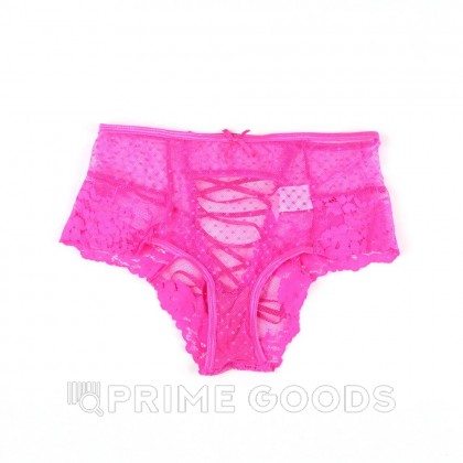 Трусики на высокой посадке Lace Strappy, розовые, XL от sex shop primegoods фото 7
