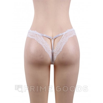 Трусики-танга женские с цветочным принтом, белые, 3XL-4XL от sex shop primegoods фото 6