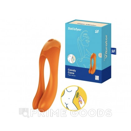 Мини вибратор на палец Satisfyer Candy Cane оранжевый от sex shop primegoods фото 4