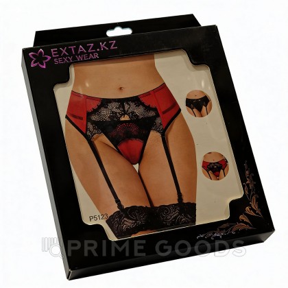Пояс красный с подвязками + стринги, XS-S от sex shop primegoods фото 2