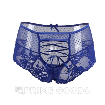 Трусики на высокой посадке Lace Strappy, синие, XS-S от sex shop primegoods фото 3