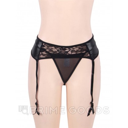 Пояс для чулок с кружевной вставкой Sensual черный (2XL) от sex shop primegoods фото 5