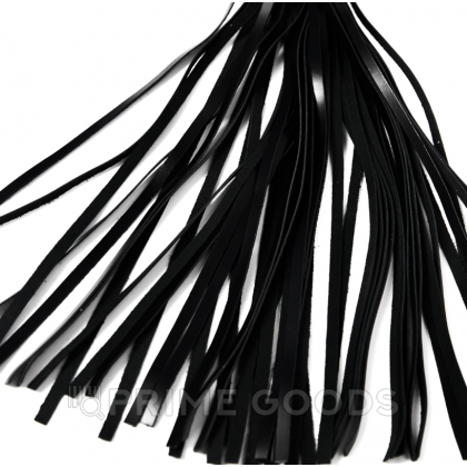 Флоггер из черной кожи с хромированной ручкой от sex shop primegoods фото 2