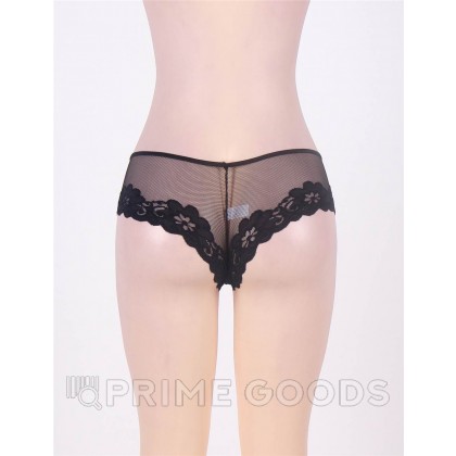 Трусики Black Floral, прозрачные, черный, XS-S от sex shop primegoods фото 4