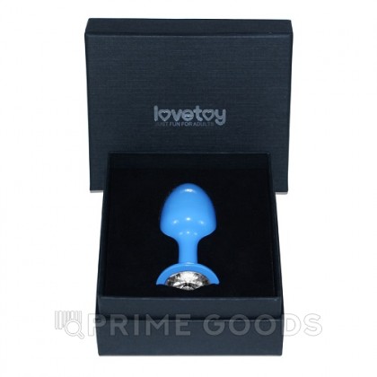 Голубая анальная пробка с белым кристаллом от sex shop primegoods фото 2