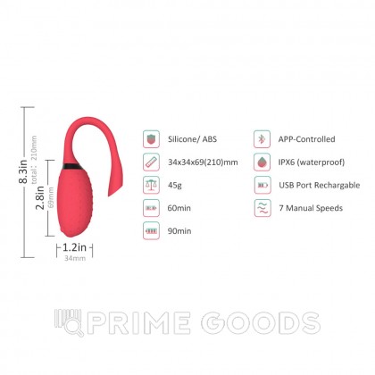 Виброяйцо Magic Motion Fugu, красный от sex shop primegoods фото 6