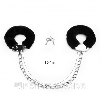 Оковы для ног с мехом FETISH PLEASURE черные от sex shop primegoods фото 2