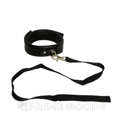 Ошейник с поводком, экокожа, черные от sex shop primegoods фото 3