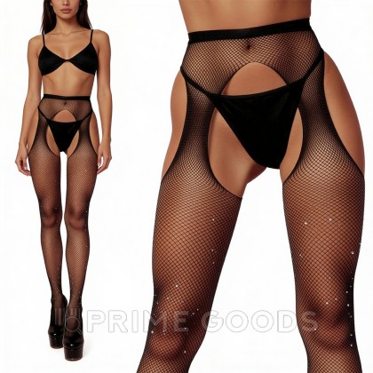 Чулки с поясом в стразах (S/L) от sex shop primegoods фото 6