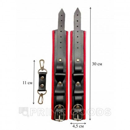 Наручники с бантиками из эко-кожи черно-красные от sex shop primegoods фото 5