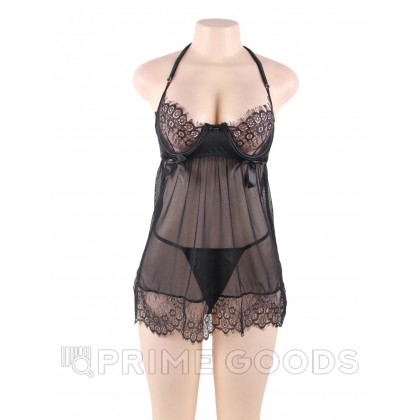 Обворожительный бэби-долл + стринги (черный; размер XL-2XL) от sex shop primegoods фото 5