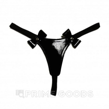 Стринги из эко-кожи лаковые с бантиками от sex shop primegoods