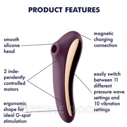 Вибромассажер с вакуумной стимуляцией Satisfyer Dual Kiss wine фиолетовый от sex shop primegoods фото 9