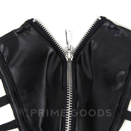 Кожаные мужские стринги Ohyeah Zipper Black, на молнии со стрепами, M от sex shop primegoods фото 4