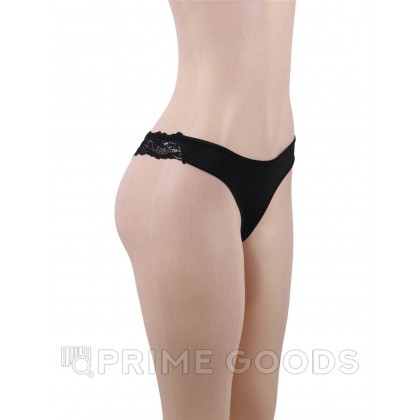 Трусики-танга женские с цветочным принтом, черные, 3XL-4XL от sex shop primegoods фото 5