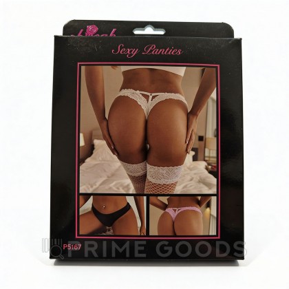 Трусики-танга женские с цветочным принтом, черные, XL-2XL от sex shop primegoods фото 2