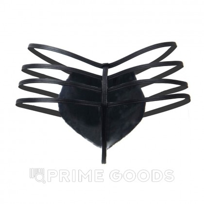 Кожаные мужские стринги Ohyeah Zipper Black, на молнии со стрепами, M от sex shop primegoods фото 6