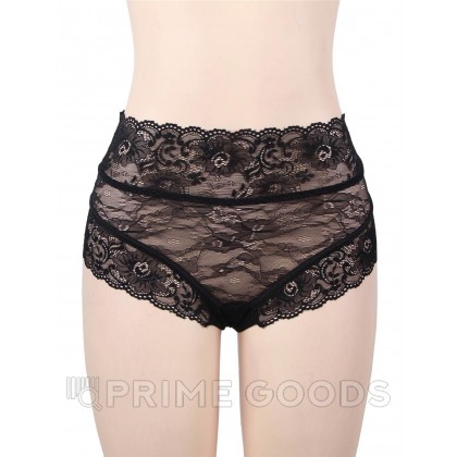 Трусики на высокой посадке с завязками, черные, 3XL-4XL от sex shop primegoods фото 5