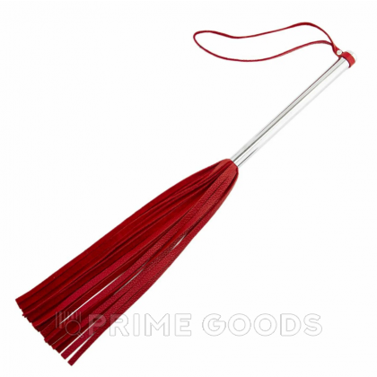 Флоггер из красной кожи с хромированной ручкой от sex shop primegoods фото 3