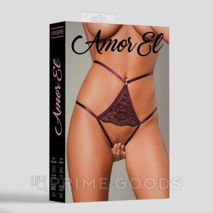 Трусики с доступом Amor El Plum, кружевные, сливовый, M от sex shop primegoods фото 2