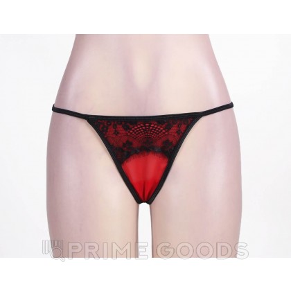 Пояс красный с подвязками + стринги, M-L от sex shop primegoods фото 4