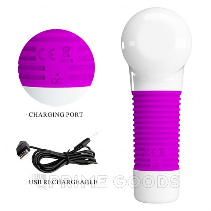 Универсальный вибромассажер Super power 7 режимов вибрации (бело-фиолетовый) от sex shop primegoods фото 5